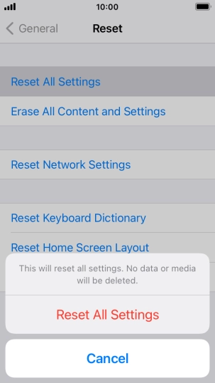 Press Reset All Settings. Press Reset All Settings.