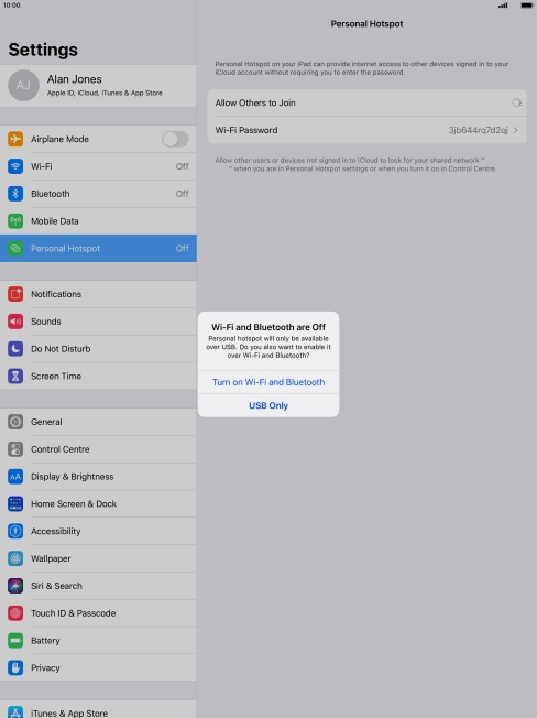 If Wi-Fi is turned off, press Turn on Wi-Fi and Bluetooth. If Wi-Fi is turned off, press Turn on Wi-Fi and Bluetooth.