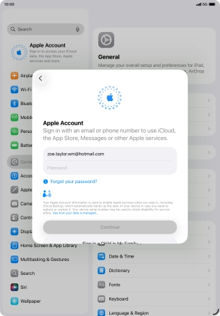 Press Password and key in the password for your Apple Account. Press Password and key in the password for your Apple Account.