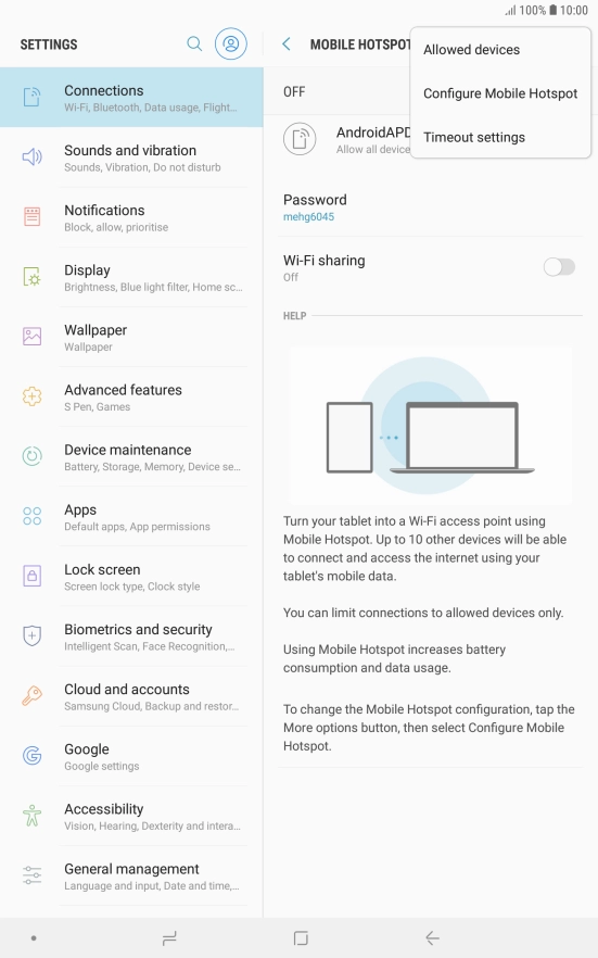 Press Configure Mobile Hotspot. Press Configure Mobile Hotspot.