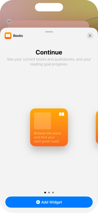 Slide your finger right or left on the screen to select the required widget size. Slide your finger right or left on the screen to select the required widget size.