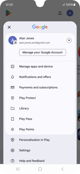 Press Manage apps and device. Press Manage apps and device.