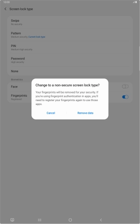 Press Remove data.