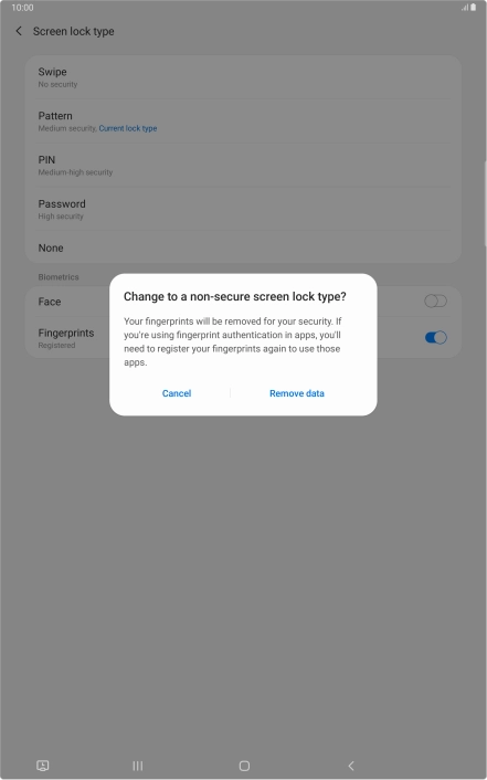 Press Remove data.