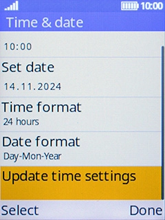 Select Update time settings. Select Update time settings.