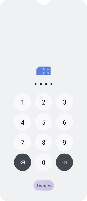 If your SIM is locked, key in your PIN and press the confirm icon. If your SIM is locked, key in your PIN and press the confirm icon.
