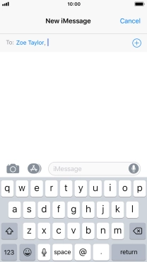 If the recipient can receive iMessages, iMessage is displayed in the text input field.