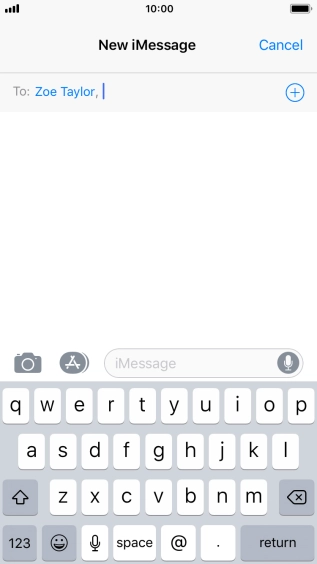 If the recipient can receive iMessages, iMessage is displayed in the text input field.