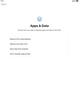 Press Don't Transfer Apps & Data and follow the instructions on the screen to finish the activation. Press Don't Transfer Apps & Data and follow the instructions on the screen to finish the activation.