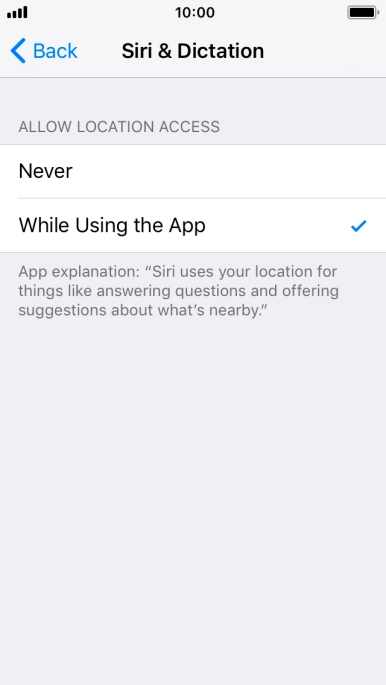 Press the required setting to turn the function on or off.