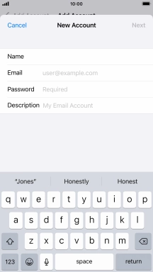 Press Email and key in your email address.
