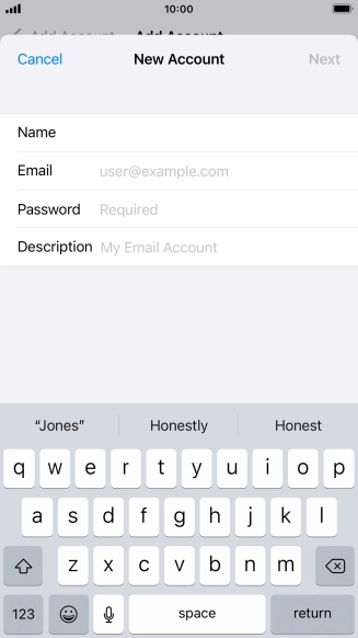 Press Email and key in your email address.