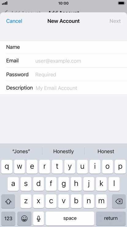 Press Email and key in your email address.