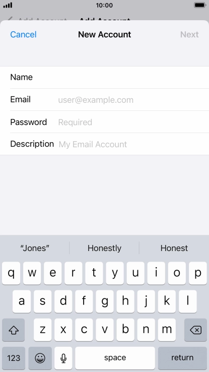 Press Email and key in your email address.