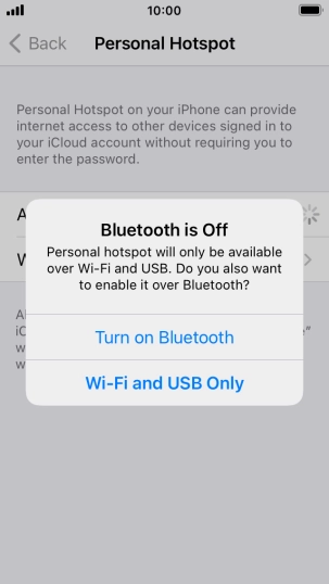 If Wi-Fi is turned on, press Wi-Fi and USB Only.
