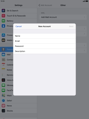 Press Password and key in the password for your email account. Press Password and key in the password for your email account.