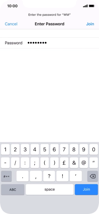 Key in the password for the Wi-Fi network and press Join.