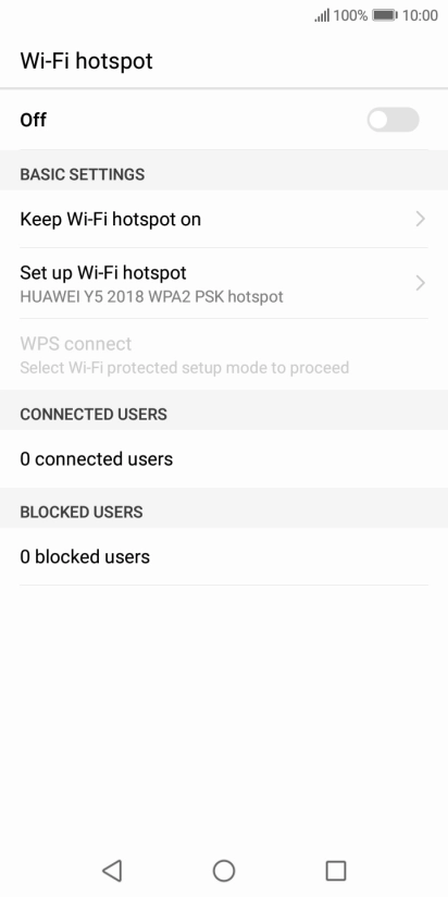 Press Set up Wi-Fi hotspot. Press Set up Wi-Fi hotspot.