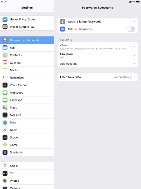 Press the name of the email account you've just set up. Press the name of the email account you've just set up.