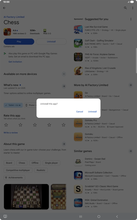 Press Uninstall.