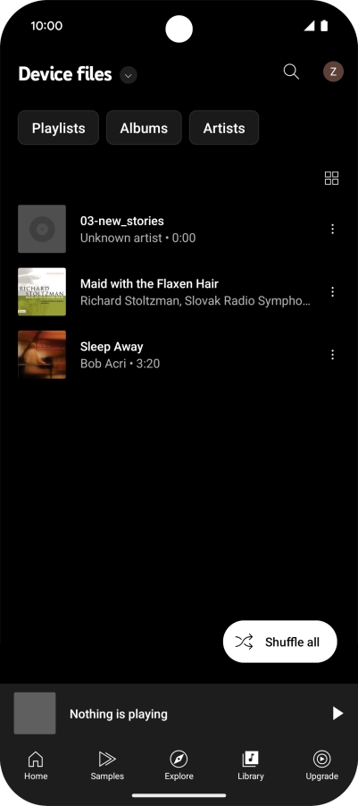 Press the required audio file. Press the required audio file.