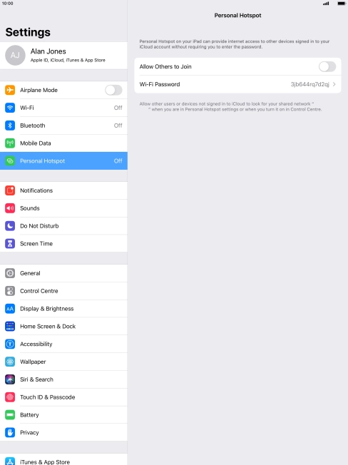 Press Wi-Fi Password and key in the required password. Press Wi-Fi Password and key in the required password.
