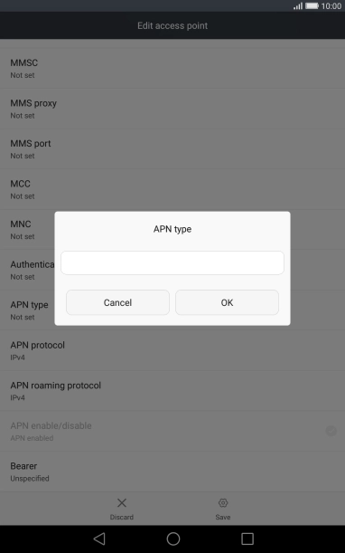 Key in default and press OK.