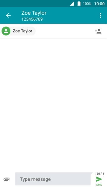 Press the text input field and write the text for your text message.