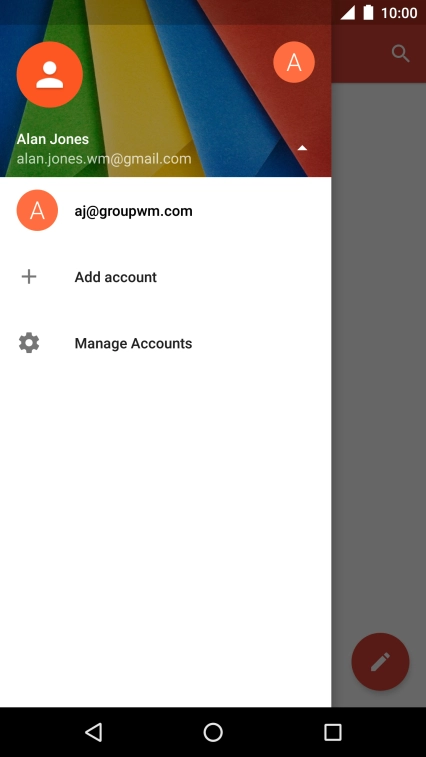 Press the required email account. Press the required email account.