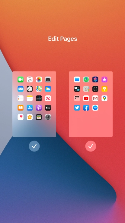 Press the fields below the required home screens to select or deselect them. Press the fields below the required home screens to select or deselect them.