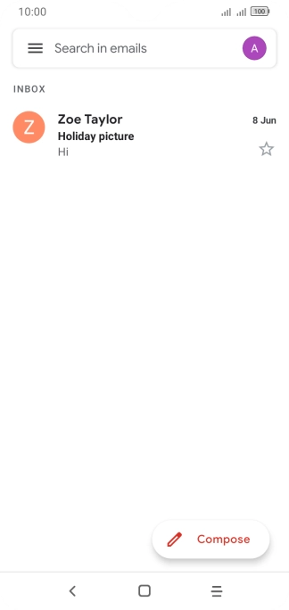 Press the email account icon. Press the email account icon.