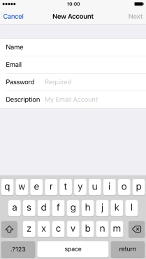 Press Password and key in the password for your email account.