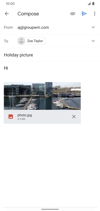 Press the send icon when you've finished your email message.