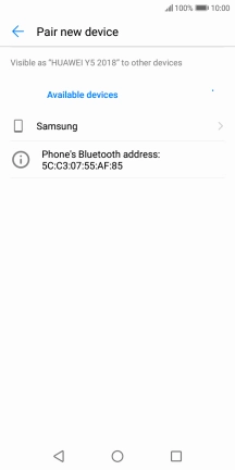 Press the required Bluetooth device and follow the instructions on the screen to pair the device with your phone. Press the required Bluetooth device and follow the instructions on the screen to pair the device with your phone.