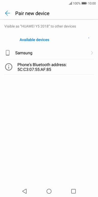 Press the required Bluetooth device and follow the instructions on the screen to pair the device with your phone. Press the required Bluetooth device and follow the instructions on the screen to pair the device with your phone.