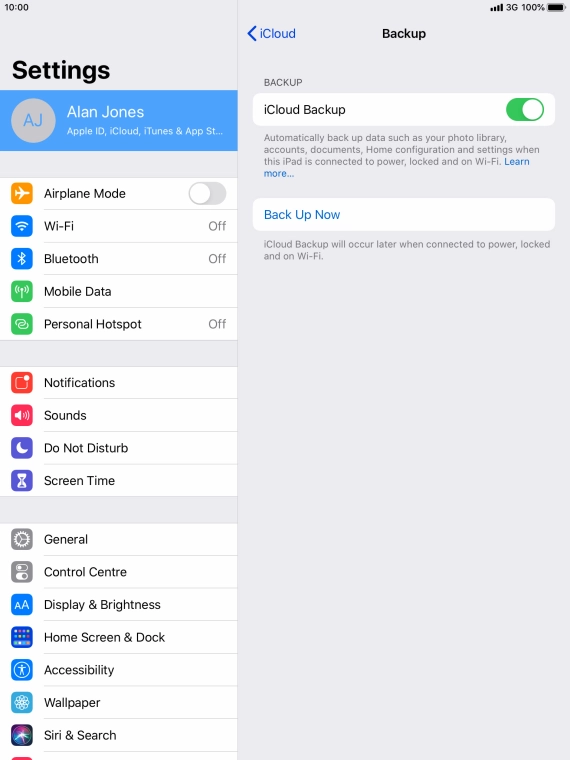 Press Back Up Now and wait while the tablet memory is backed up. Press Back Up Now and wait while the tablet memory is backed up.