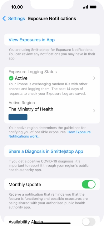 Press Exposure Logging Status.