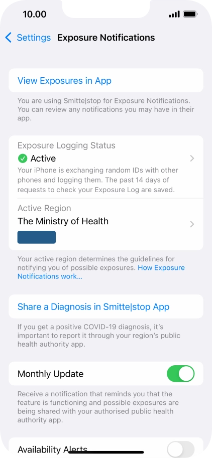 Press Exposure Logging Status.