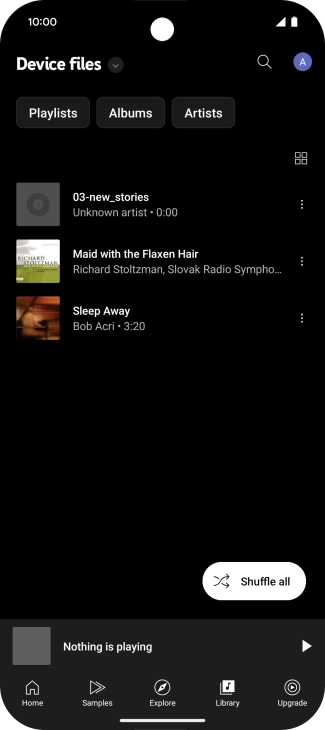 Press the required audio file. Press the required audio file.