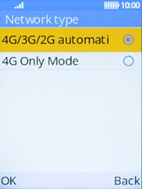 Select the required network mode.