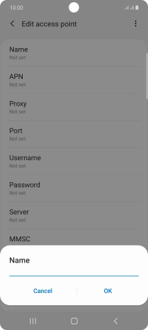 Key in Vodafone Internet and press OK.