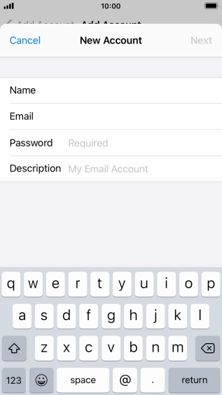 Press Password and key in the password for your email account.
