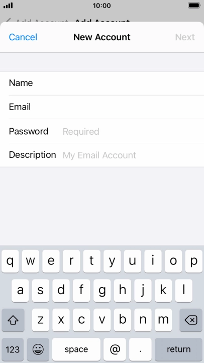Press Password and key in the password for your email account.