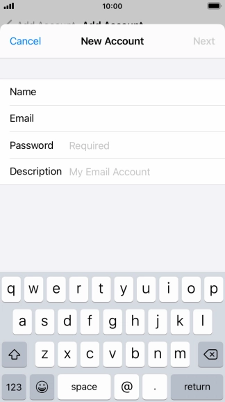 Press Password and key in the password for your email account. Press Password and key in the password for your email account.