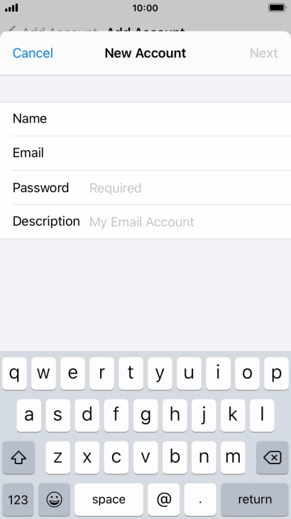 Press Password and key in the password for your email account. Press Password and key in the password for your email account.