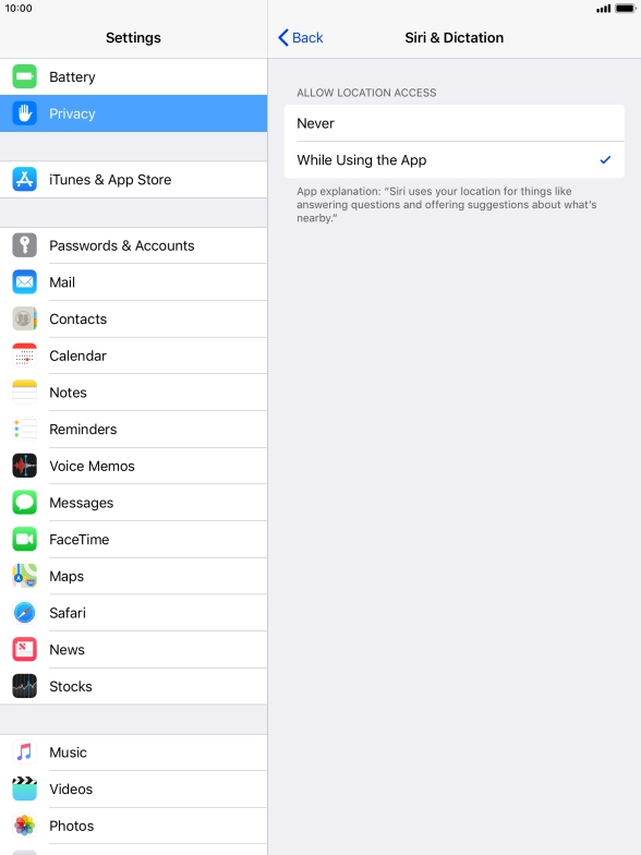 Press the required setting to turn the function on or off. Press the required setting to turn the function on or off.