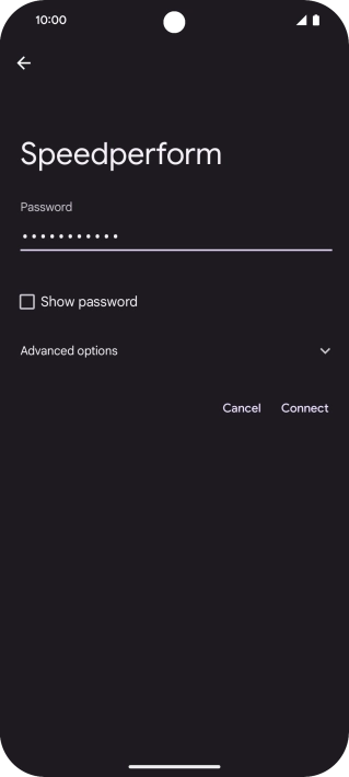 Key in the password for the Wi-Fi network and press Connect.