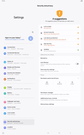 Press More security settings. Press More security settings.