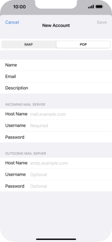 Press Host Name and key in the name of your email provider's incoming server. Press Host Name and key in the name of your email provider's incoming server.