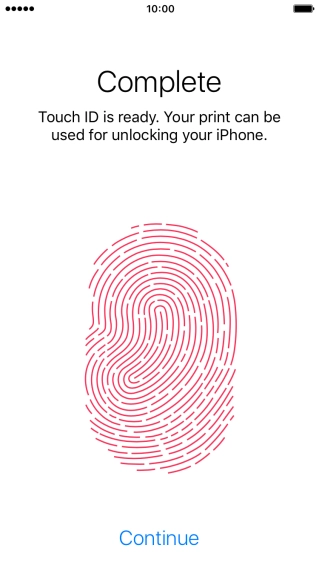 Press Continue. If you haven't previously selected a phone lock code, key in a code of your own choice twice.